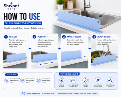 Kitchen Water Splash Guard Sink Splashback for Dish Washing
