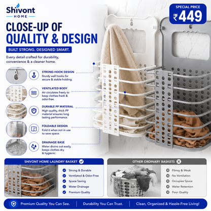 Wall Mounted Bathroom Hanging Laundry Basket