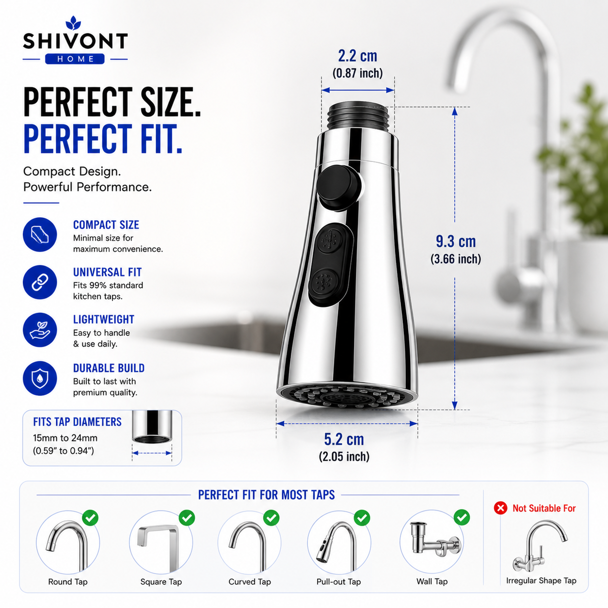 Stainless Steel 360 Degree Flexible tap extender for kitchen sink