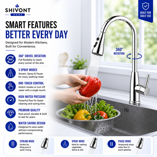 Stainless Steel 360 Degree Flexible tap extender for kitchen sink