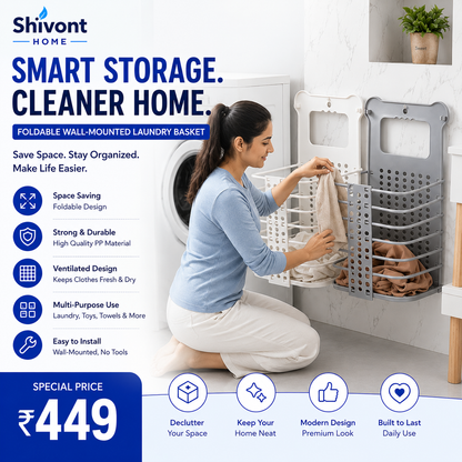 Wall Mounted Bathroom Hanging Laundry Basket