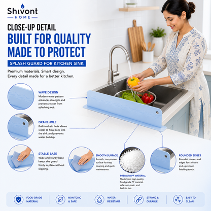 Kitchen Water Splash Guard Sink Splashback for Dish Washing