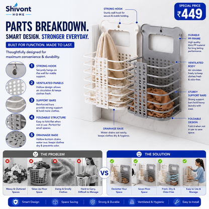 Wall Mounted Bathroom Hanging Laundry Basket