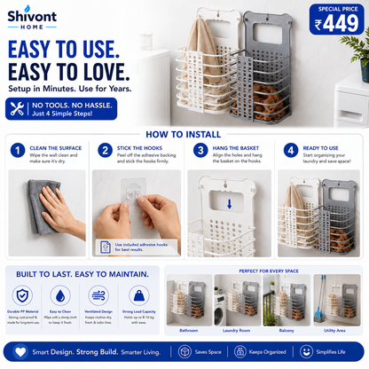 Wall Mounted Bathroom Hanging Laundry Basket