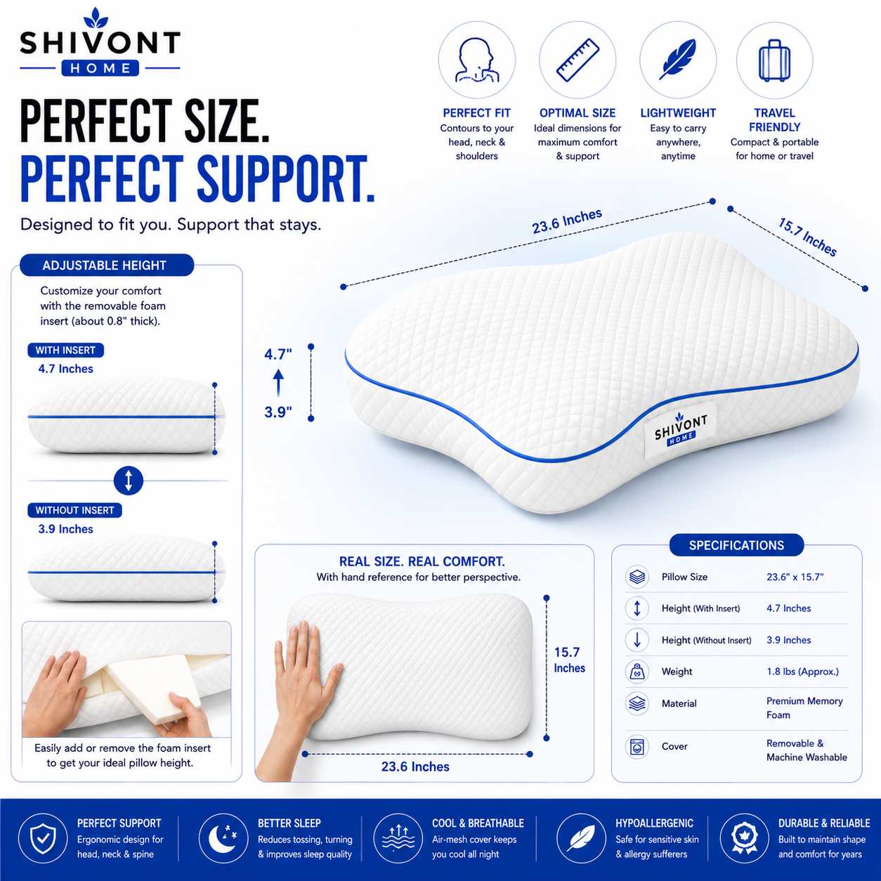 Shivont Home Memory Foam Pillow