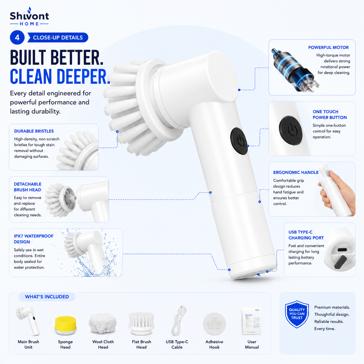 Electric Cleaning Brush, 3 in 1
