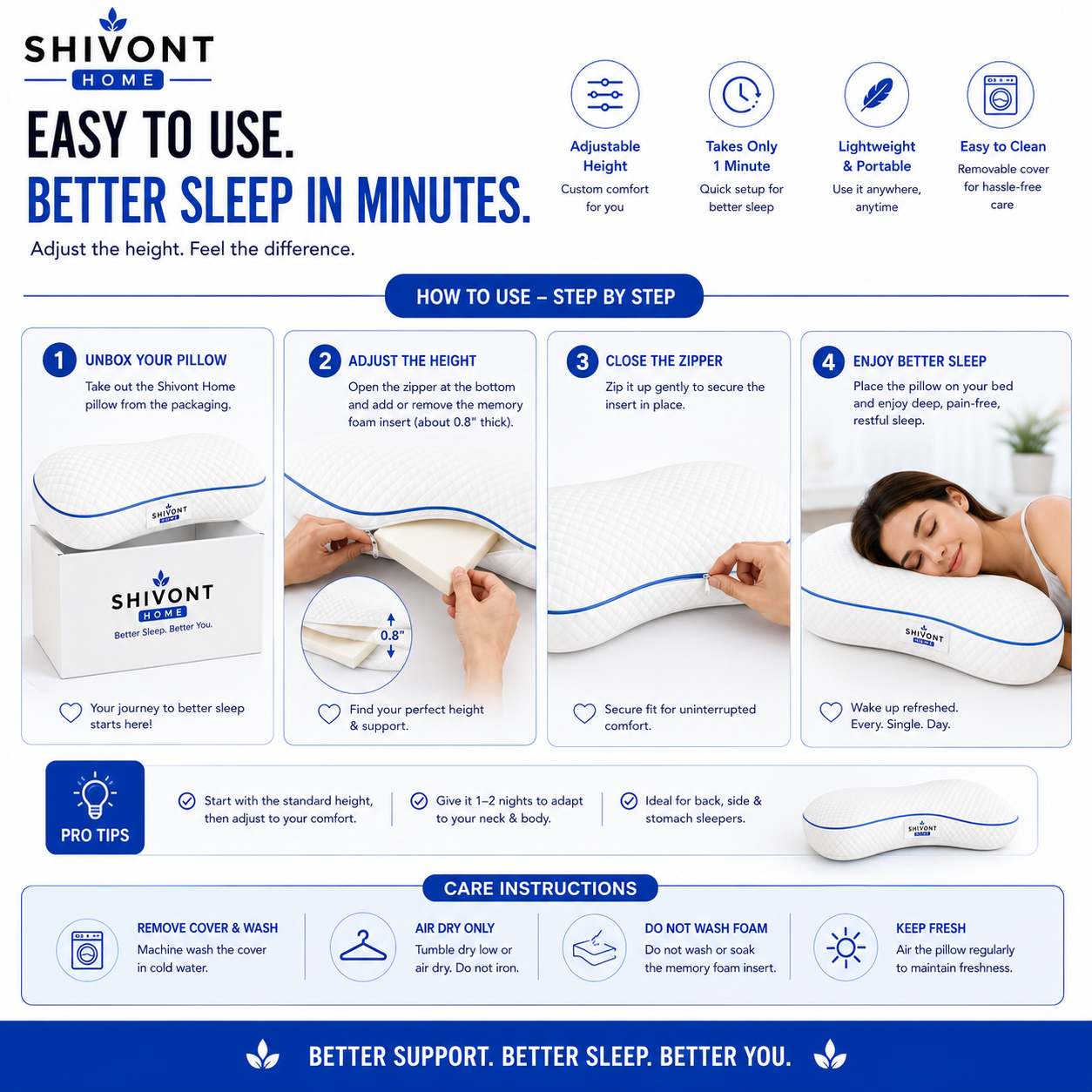 Shivont Home Memory Foam Pillow