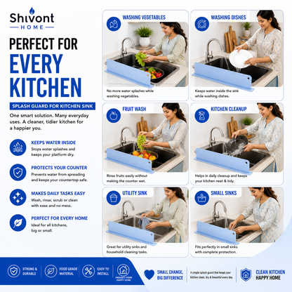 Kitchen Water Splash Guard Sink Splashback for Dish Washing