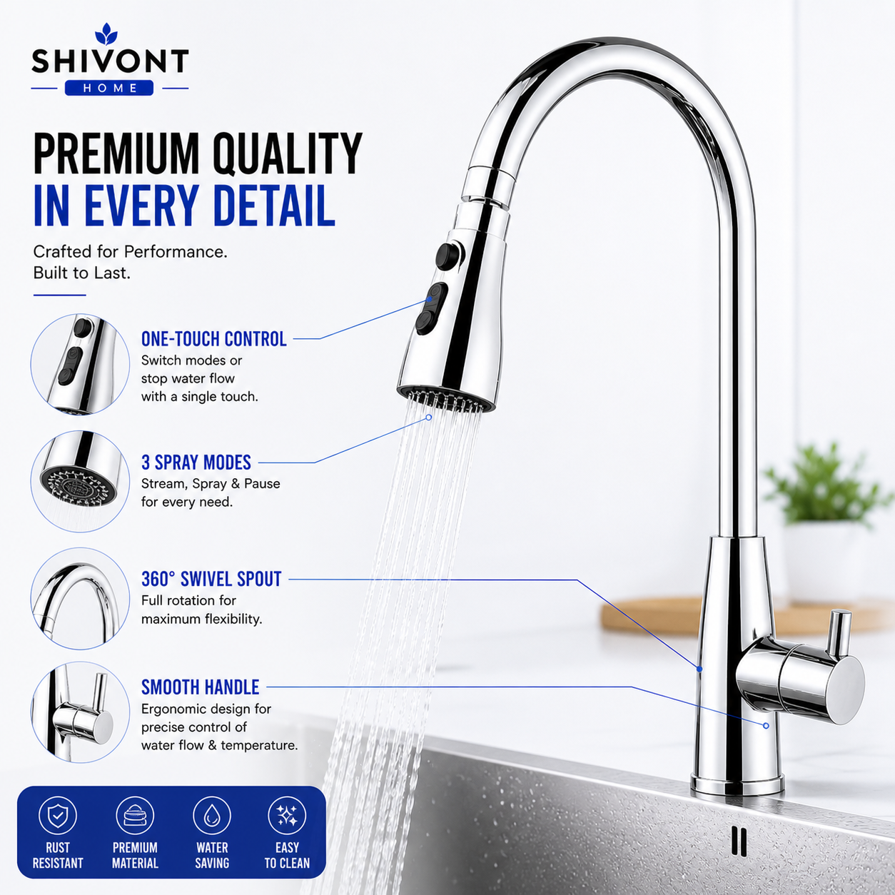 Stainless Steel 360 Degree Flexible tap extender for kitchen sink