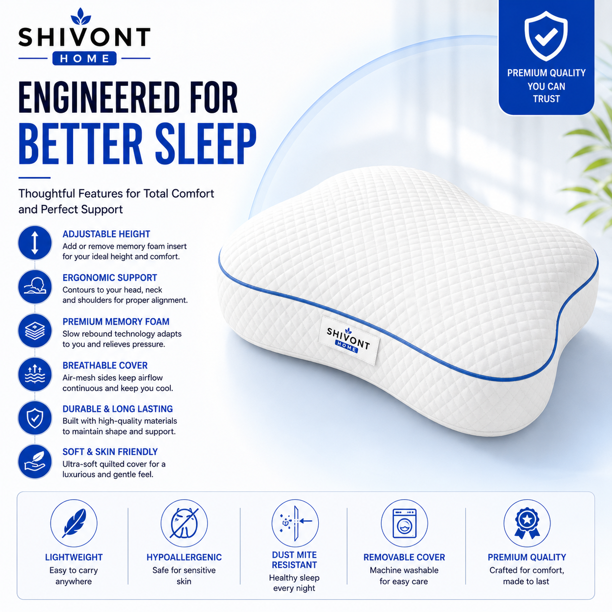 Shivont Home Memory Foam Pillow